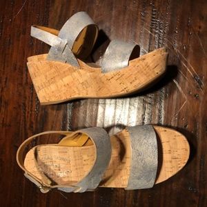 Silver Kork Ease wedge sandals